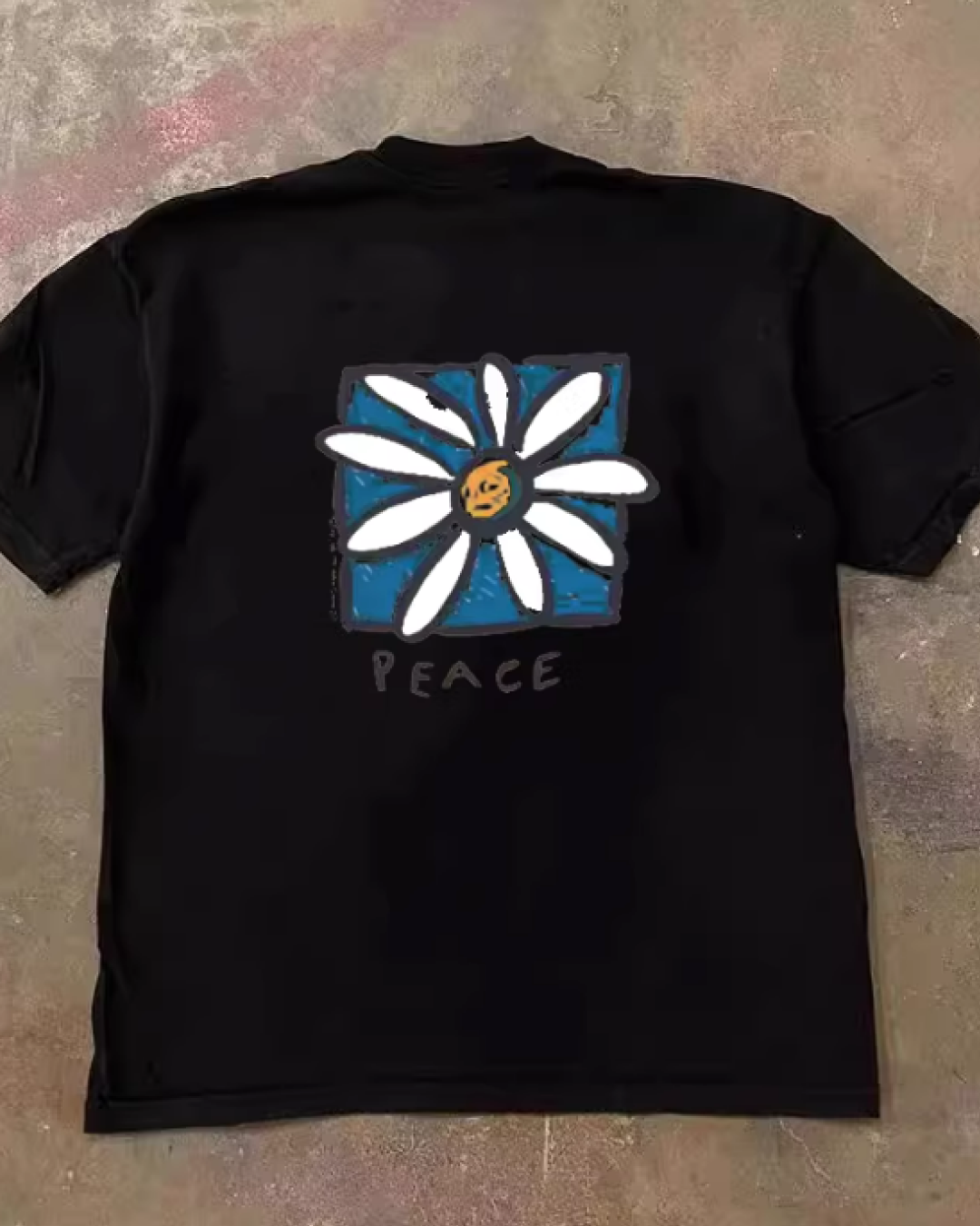 半袖デザインTシャツ（ピース・フラワー）E01121