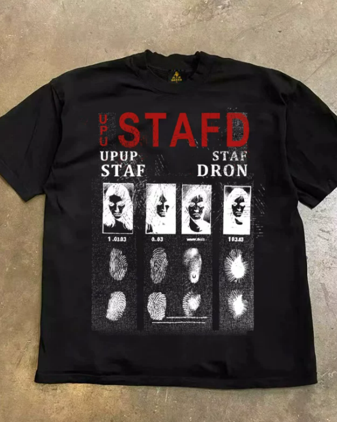半袖デザインTシャツ（クライムファイル・マグショット）E01137