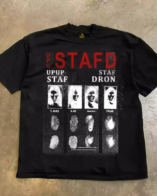 半袖デザインTシャツ（クライムファイル・マグショット）E01137