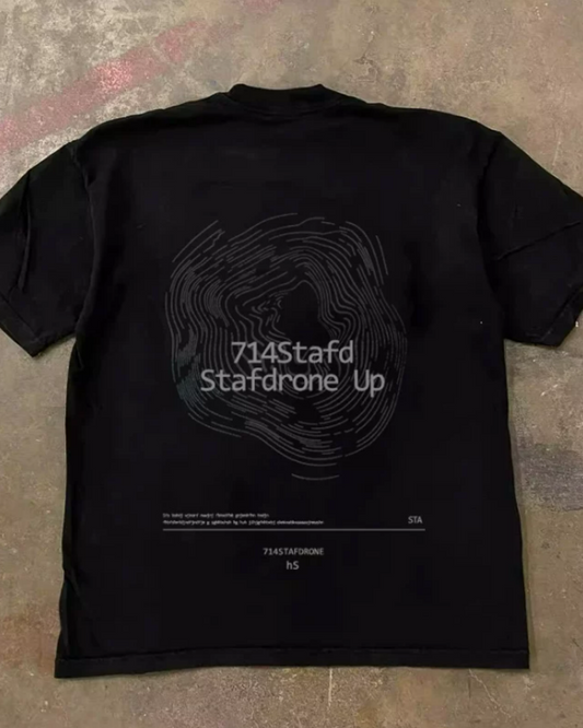 半袖バックプリントTシャツ（トポグラフィー）E01138