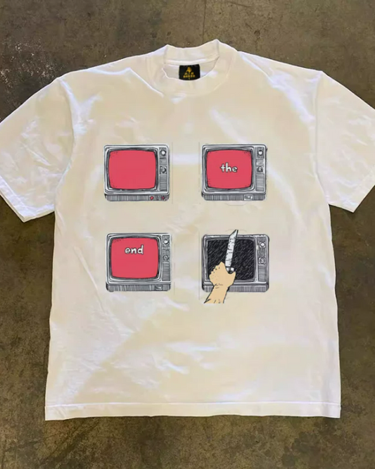 半袖デザインTシャツ（レトロテレビアート）E01148